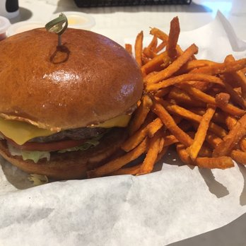 Burger 21 - Sterling - Cheesy Burger with Sweet Potato Fries - Burgers Near Me - Sterling, Virginia Burger 21 - Sterling - Cheesy Burger with Sweet Potato Fries - Burgers Near Me - Sterling, Virginia
