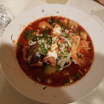 Tacos Faenas - This is the 7 fish seafood stew/soup. I got it to go and plated it up at home. - Mexican Near Me - Everett, Washington Tacos Faenas - This is the 7 fish seafood stew/soup. I got it to go and plated it up at home. - Mexican Near Me - Everett, Washington