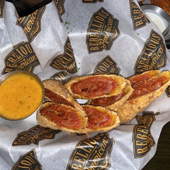 Mash'D - Chicken Fried Pepperoni over stuffed with a little too much pepperoni. - New American Near Me - Frisco, Texas Mash'D - Chicken Fried Pepperoni over stuffed with a little too much pepperoni. - New American Near Me - Frisco, Texas