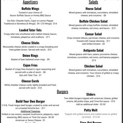 Time Out Bar & Grill - Current Time-Out Food Menu - Pg. 1