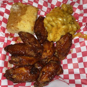 Dirtybirdz - 10 Piece Wings Plate (Cajun BBQ) with Mac and Cheese and cornbread - Seafood Near Me - Charlotte, North Carolina