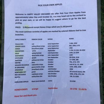Happy Valley Orchard - Apple guide! - Pick Your Own Farms Near Me - Middlebury, Vermont