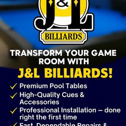 J & L Billiards - Your trusted one stop shop for all billiard products and services. We do it all with the highest standards.