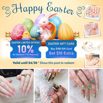 South Nail Bar - EASTER LIMITED OFFERS
Student Special
Enjoy 10% OFF with valid Student ID
Easter Gift Card
Buy a $100 Gift Card Get an extra $10 - Nail Salons Near Me - Nashville, Tennessee South Nail Bar - EASTER LIMITED OFFERS
Student Special
Enjoy 10% OFF with valid Student ID
Easter Gift Card
Buy a $100 Gift Card Get an extra $10 - Nail Salons Near Me - Nashville, Tennessee