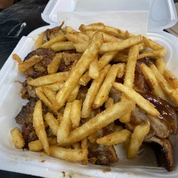 a tray of french fries
