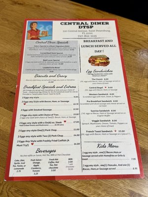 Menu photo 1 Central Diner Saint Petersburg, FL Menu photo 1 Central Diner Saint Petersburg, FL