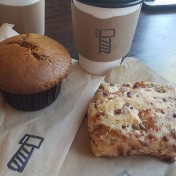 Bolt - Pumpkin spice muffin was delicious and moist. The bacon cheese scone was yummy! Latte in the middle. - Coffee & Tea Near Me - Los Angeles, California