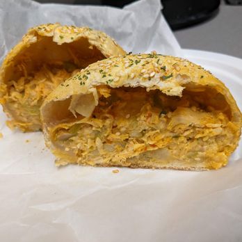Bōm Dough - Chicken and cheese bun-- look at all those olives! - Breakfast & Brunch Near Me - Cambridge, Massachusetts Bōm Dough - Chicken and cheese bun-- look at all those olives! - Breakfast & Brunch Near Me - Cambridge, Massachusetts