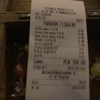Tandoor House - Cheque - Indian Near Me - Sopot, PM