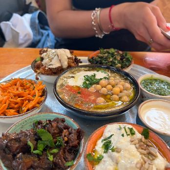 Shouk - mezze platter for 2 (not pictured: Pita bread and GF bread) - Middle Eastern Near Me - Drumcondra, D