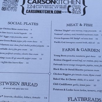 Carson Kitchen - 1 use menu - New American Near Me - Las Vegas, Nevada