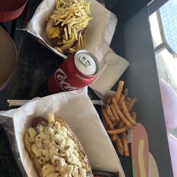 The Marlin and The Mac with seasoned fries and BONUS each came with a candy bar!!