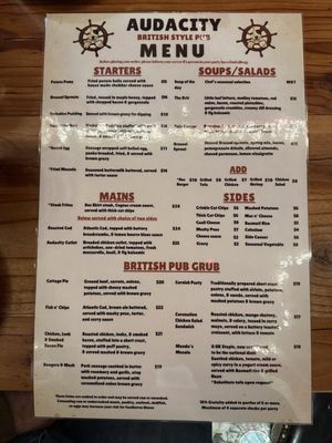 Menu photo 3 Audacity British Style Pub Manchester, CT