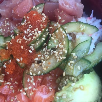 PokiDoki - Salmon, tuna, imitation crab, avocado, cucumber, sesame seeds, masago( smelt egg), white rice, original spicy poke sauce, soy sauce. - Japanese Near Me - Cypress, California PokiDoki - Salmon, tuna, imitation crab, avocado, cucumber, sesame seeds, masago( smelt egg), white rice, original spicy poke sauce, soy sauce. - Japanese Near Me - Cypress, California