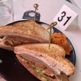 Rebel Cheese - Turkey bacon club, with carrot side - Vegan Near Me - Austin, Texas Rebel Cheese - Turkey bacon club, with carrot side - Vegan Near Me - Austin, Texas