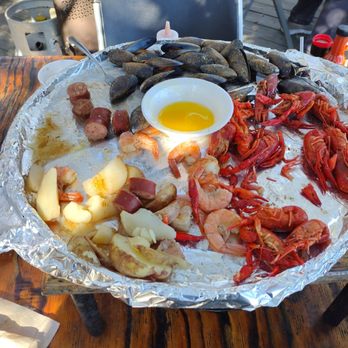 The Crab Shack - What 3 people were able to eat of a boil for 2 in one hour - tons leftover - Seafood Near Me - Tybee Island, Georgia The Crab Shack - What 3 people were able to eat of a boil for 2 in one hour - tons leftover - Seafood Near Me - Tybee Island, Georgia
