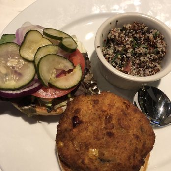 bellagreen - Veggie burger {we order with no cheese} + quinoa salad - New American Near Me - Dallas, Texas