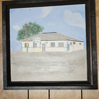 Richee Freeze - An artwork of the restaurant created by one of its customers and hanged on one of the walls of the dining area. - Burgers Near Me - Roanoke, Virginia