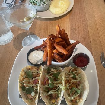 Moxies - Shrimp Tacos & Diet Grey Goose Martini w/ Filet & Mash Potatoes w/ a Caesar Salad - Lounges Near Me - Southlake, Texas Moxies - Shrimp Tacos & Diet Grey Goose Martini w/ Filet & Mash Potatoes w/ a Caesar Salad - Lounges Near Me - Southlake, Texas