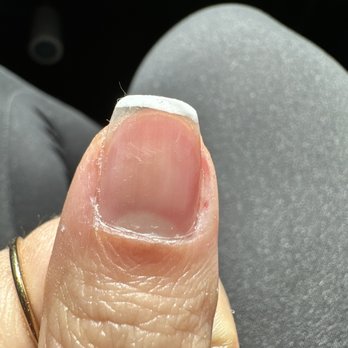 Divine Nails And Lashes - Horrible cuticle job and French tip. You can see where I was nicked. - Nail Salons Near Me - Irvine, California