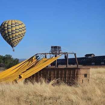 Balloons Above the Valley - After we landed, with balloon in background - Hot Air Balloons Near Me - Napa, California Balloons Above the Valley - After we landed, with balloon in background - Hot Air Balloons Near Me - Napa, California