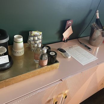RSVP Hotel - Coffee bar with complimentary drip coffee tokens for cafe (also you can request a bottle of champagne at check in) - Hotels Near Me - Bozeman, Montana