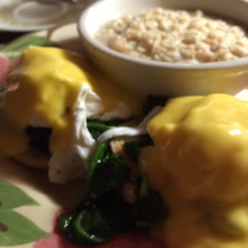 Tea Room - spinach eggs benedict w side of oatmeal - Desserts Near Me - Miami, Florida Tea Room - spinach eggs benedict w side of oatmeal - Desserts Near Me - Miami, Florida