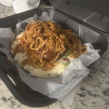 Local Goat - Bison meatloaf with caramelized onion, mashed potatoes - New American Near Me - Pigeon Forge, Tennessee