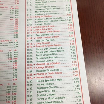 China Wok - a menu for a special combination plate - Chinese Near Me - Thomasville, North Carolina