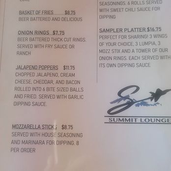 Summit Lounge - This is part of the correct menu - Bars Near Me - Layton, Utah