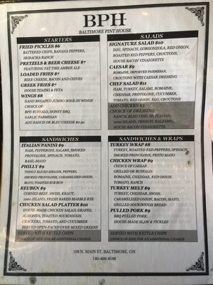 Menu photo 8 Baltimore Pint House Baltimore, OH