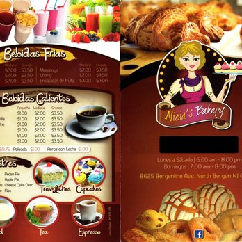 Alicia's Bakery - Alicia's Bakery • Menu Front - Bakeries Near Me - North Bergen, New Jersey Alicia's Bakery - Alicia's Bakery • Menu Front - Bakeries Near Me - North Bergen, New Jersey