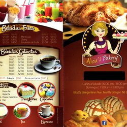 Alicia's Bakery • Menu Front