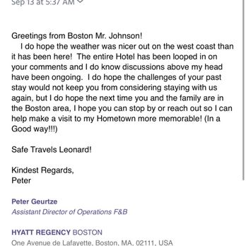 Hyatt Regency Boston - Response from business - Hotels Near Me - Boston, Massachusetts Hyatt Regency Boston - Response from business - Hotels Near Me - Boston, Massachusetts