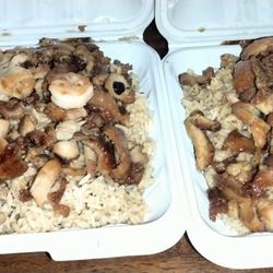 Hibachi Express Japanese Grill - Chicken and shrimp with fried rice and Chicken with fried rice
