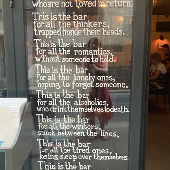 Needle Vinyl Bar - Enlightening poem in the bar's front window - Bars Near Me - Vienna, 9