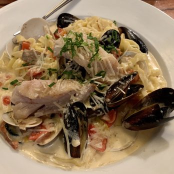 Noyo River Grill - Homemade Fettucine ($14) + Seafood Mix add on (Additional $12) - American Near Me - Fort Bragg, California