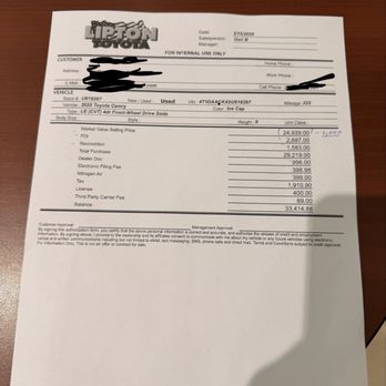 Lipton Toyota - "PDI" and "Recondition" fees are illegal addons that they didn't include in the advertised price. - Auto Repair Near Me - Fort Lauderdale, Florida Lipton Toyota - "PDI" and "Recondition" fees are illegal addons that they didn't include in the advertised price. - Auto Repair Near Me - Fort Lauderdale, Florida