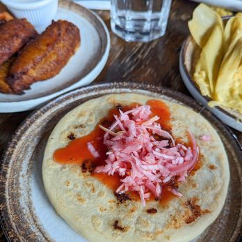 Salvatoria Kitchen & Bar - Steak and shrimp pupusa - Salvadoran Near Me - Astoria, New York Salvatoria Kitchen & Bar - Steak and shrimp pupusa - Salvadoran Near Me - Astoria, New York