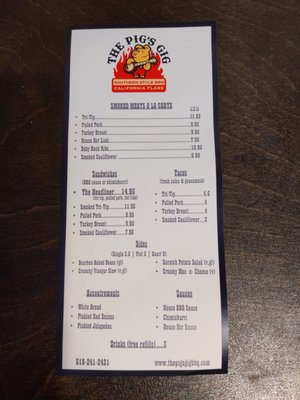 Menu photo 2 The Pig’s Gig BBQ San Diego, CA Menu photo 2 The Pig’s Gig BBQ San Diego, CA