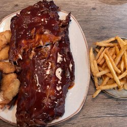 Mega's Grill & Eatery - BBQ Ribs/shrimp & Fries
