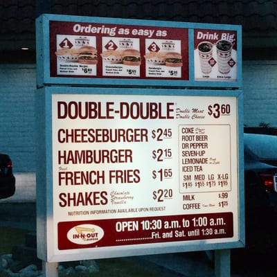 Menu photo 7 In-N-Out Burger Upland, CA