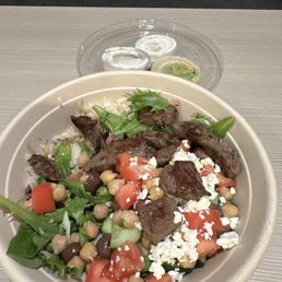 GREEK MEZZE BOWL Greek Lemon Vinaigrette Chimichurri Hummus GREEK MEZZE BOWL Greek Lemon Vinaigrette Chimichurri Hummus