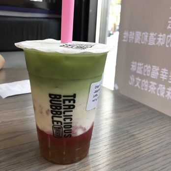 Tealicious Bubble - July 2019 $4.99 Japanese Matcha Strawberry Latte (only 1 size) - Bubble Tea Near Me - Evanston, Illinois Tealicious Bubble - July 2019 $4.99 Japanese Matcha Strawberry Latte (only 1 size) - Bubble Tea Near Me - Evanston, Illinois