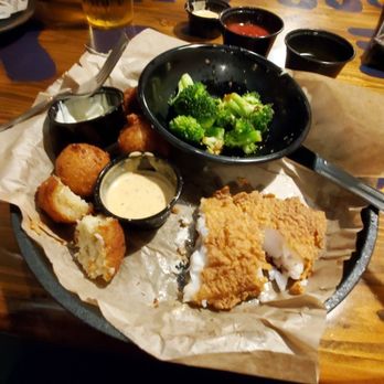 River Grille - Catfish, hush puppies & broccoli. Gator bites - Seafood Near Me - Ormond Beach, Florida River Grille - Catfish, hush puppies & broccoli. Gator bites - Seafood Near Me - Ormond Beach, Florida
