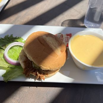 Lemongrass Bar & Kitchen - Pulled pork sandwich with beer cheese soup - Cocktail Bars Near Me - Hill City, South Dakota Lemongrass Bar & Kitchen - Pulled pork sandwich with beer cheese soup - Cocktail Bars Near Me - Hill City, South Dakota
