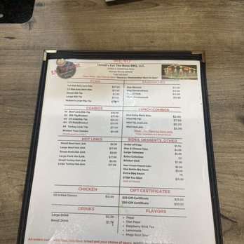 Terrell's Eat The Bone BBQ - Menu - Barbeque Near Me - Monee, Illinois