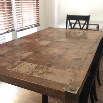 Peterson Mobile Woodworking - Dinning table this table had a lot of water damage and veneer damage. Lotta repairs. - Refinishing Services Near Me