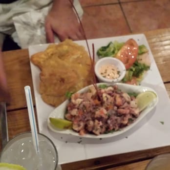 Restaurante Desperado - Conch salad with  tostones - Seafood Near Me - Guayama, Puerto Rico