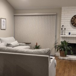 Budget Blinds of San Leandro - These vertical blinds feature a soft, subtle pattern that adds texture without overpowering the room  Perfect for large win...